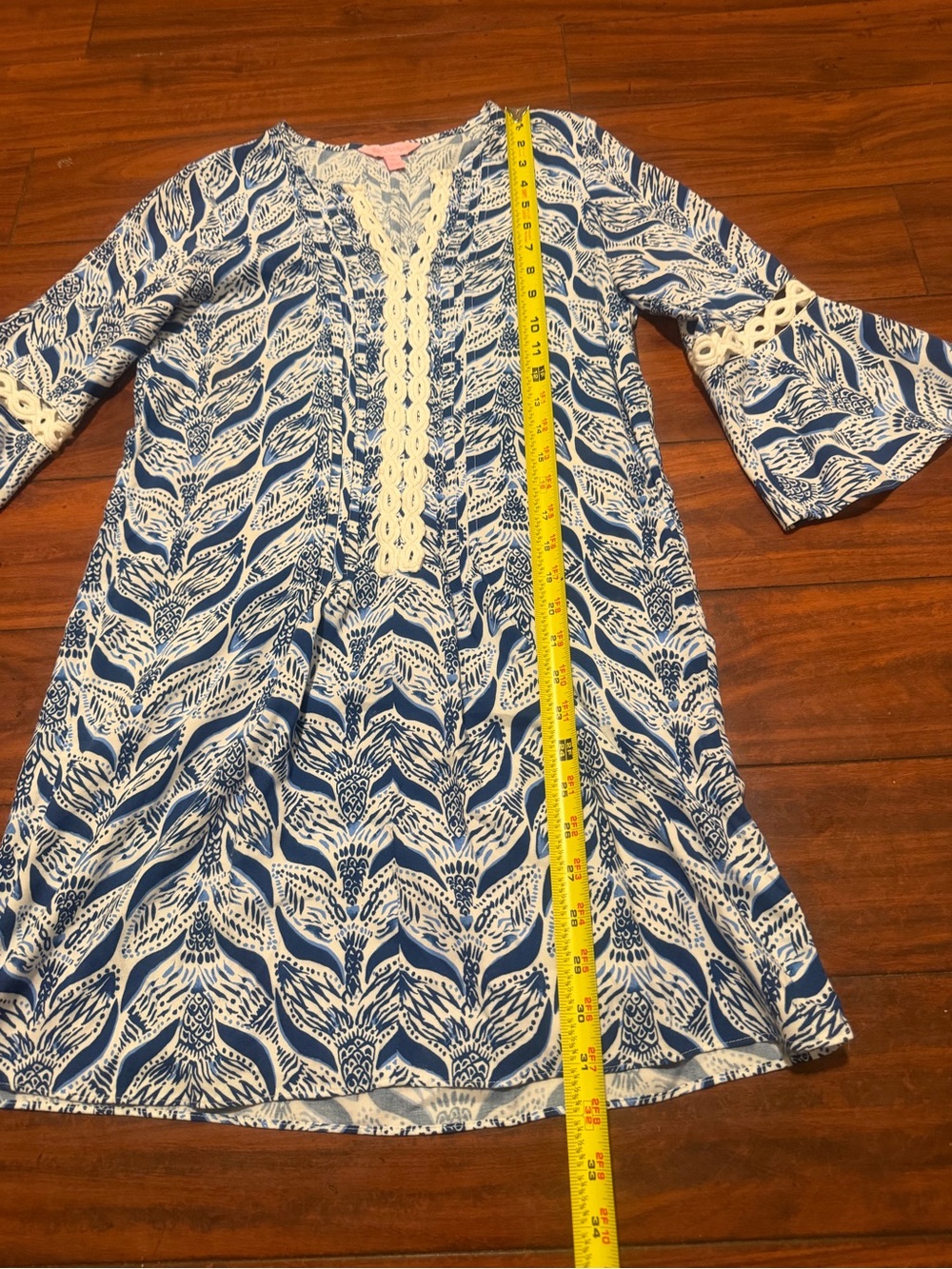 Lilly Pulitzer Navy & White Printed Bell-Sleeve Mini Dress - Picture 7 of 10